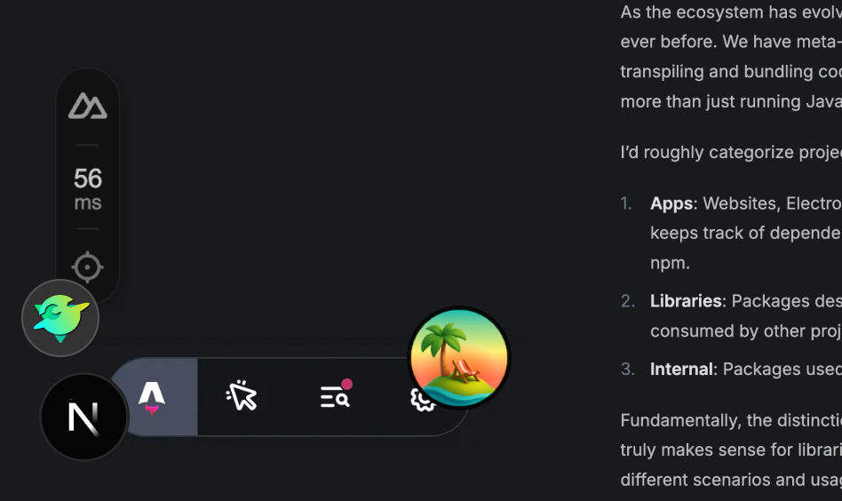 Floating buttons injected into the host application